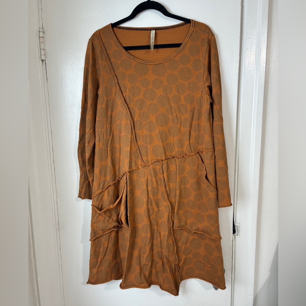 Cynthia Ashby Orange Lagenlook Polka Dot Dress